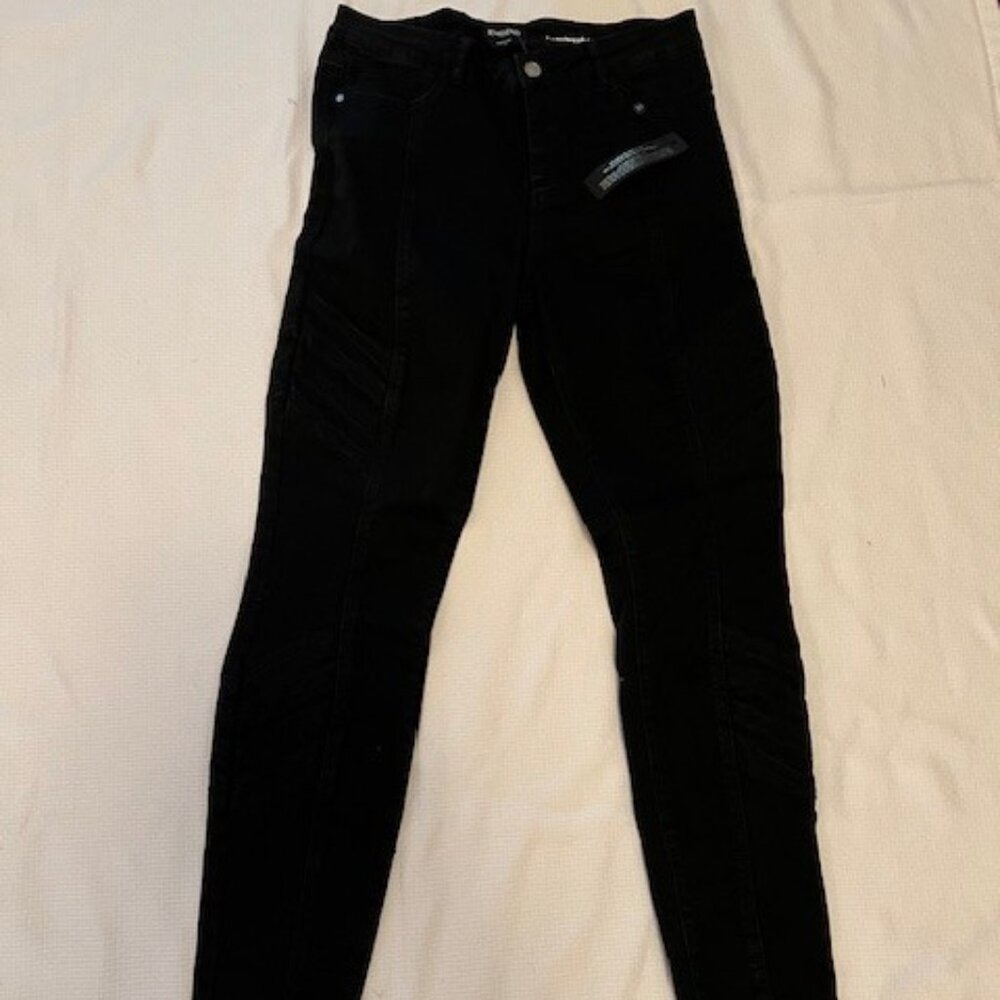 Bebe Heartbreaker Dayne Seamed Skinny Jeans Florence Wash/Black NWT